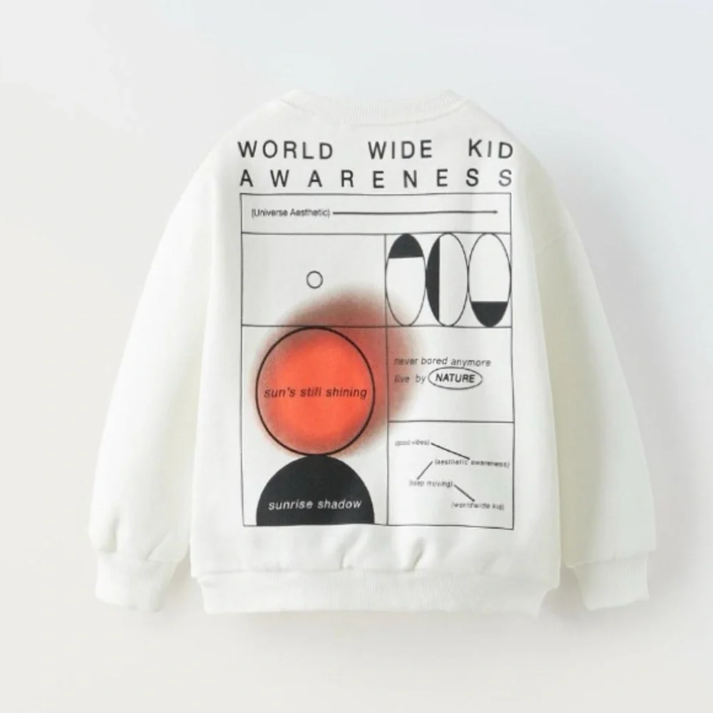 Zara kids, white, Raised text sweatshirts, 2-3 years